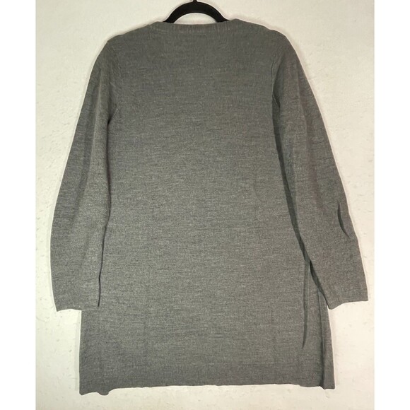 Eileen Fisher Sweater Womens Small Gray Merino Wool V Neck Tunic Longline Slits - Picture 6 of 6